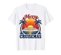 Merry Cruisemas Bateau de croisière rétro Coucher de Soleil Vacances de Noël T-Shirt