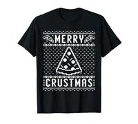 Merry Crustmas Pizza Ugly Christmas Pun Funny Pixel Dessin T-Shirt