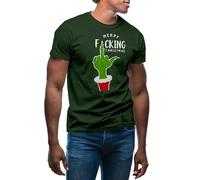 Merry f*cking Christmas Grinchmas Hate T-Shirt Vert Militaire pour Homme Size L