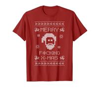 Merry F @ cking X-Mas Santa T-shirt de Noël Funny Ugly T-Shirt