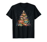 Merry Fishmas Lumières Amusantes pour Sapin de Noël pêche au Poisson T-Shirt