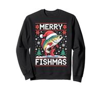 Merry Fishmas Pull de Noël Moche pour Amateur de pêche Sweatshirt