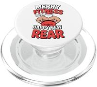 Merry Fitness and Happy New Back Gym Workout Christmas Santa PopSockets PopGrip pour MagSafe