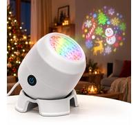Merry Glow Christmas Projector de Noël 8 en 1 LED pour intérieur | 8 mondes thématiques, projections en mouvement, orientable à 360° - Décoration lumineuse facile pour chambre d'enfant