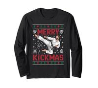 Merry Kickmas Funny Christmas Karaté Jiu Jitsu Martial Manche Longue