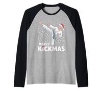 Merry Kickmas Funny Christmas Karaté Jiu Jitsu Martial Manche Raglan