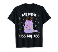 Merry Kiss My Ass Christmas Pull de Noël en forme de chat T-Shirt