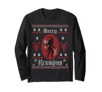 Merry Krampus Horror Spooky Evil Funny Ugly Christmas Manche Longue