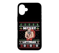 Merry Liftmas Ugly Christmas Workout Gym Rat Swole Santa Coque pour iPhone 16 Plus