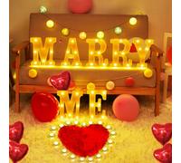 Merry Me Lettres lumineuses décoratives LED en plastique avec 2000 pétales de rose rouges artificiels pour la décoration de la demande en mariage pour l'extérieur