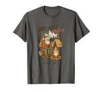 Merry Miles on The Trail - Holiday Hike Crew Camping Santa T-Shirt