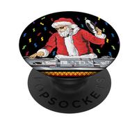 Merry Mixmas Funny Christmas DJ Santa Music Party Ugly PopSockets PopGrip Adhésif
