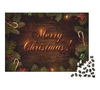 Merry Noël Puzzles 1000 Pièces Cadeau Unique Branches de pin Jeu Éducatif Challenge Toy À De Qualité Supérieure Peinture Art pour Adultes Et Enfants À Partir De 14 Ans 1000pcs (75x50cm)