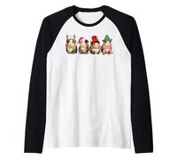 Merry Pigmas Mignon Père Noël Cochon d'Inde Squad Lumières de Noël Manche Raglan