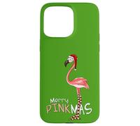 Merry Pinkmas Flamingo en Tenue de Noël avec Le Chapeau Coque pour iPhone 15 Pro Max