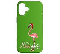Merry Pinkmas Flamingo en Tenue de Noël avec Le Chapeau Coque pour iPhone 16