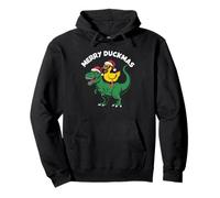 Merry Quackmas Everyone, Christmas Duck Riding Dinosaure Sweat à Capuche
