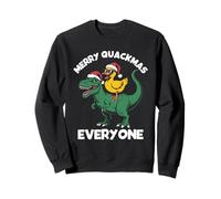 Merry Quackmas Everyone, Christmas Duck Riding Dinosaure Sweatshirt
