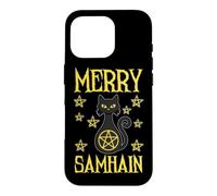 Merry Samhain Chat Sorcière Wicca Wiccan Occulte Halloween Coque pour iPhone 16 Pro