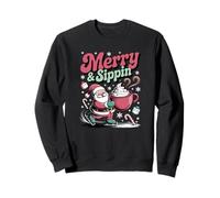 Merry & Sippin Santa Hot Cocoa Patin à Glace de Noël Sweatshirt