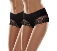 Merry Style Boxer Femme Coton Dentelle Culotte Shorty Femme Coton Shorty Femme Dentelle Boxer Confortable Respirante Lingerie élégante MSGAB107 (Noir (2Pack), 40-M)