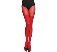 Merry Style Collant fantaisie femme 40 deniers Lycra à rayures illusion cuissardes Collant à Motif Lingerie Sexy Sous-vêtements Femme MS 387 (Rouge, M)