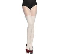 Merry Style Collant fantaisie femme 40 deniers Lycra à rayures illusion cuissardes Collant à Motif Lingerie Sexy Sous-vêtements Femme MS 387 (Ecru, M)