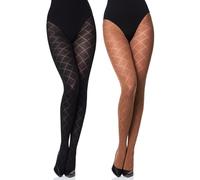 Merry Style Collant Fantaisie Opaque à Motif Lingerie Sexy Sous-vêtements Femme MS 328 60 DEN (Noir/Cappuccino,L)