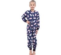 Merry Style Combinaison Pyjama Grenouillère Manche Longue Pantalon Vêtement d'Intérieur Fille MS10-186(Navy Bleu Ours en Peluche, 158-164)