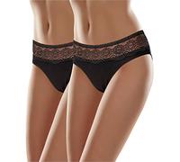Merry Style Culotte Femme Coton Dentelle Slip Femme Coton Culotte Ventre Plat Confortable Respirante Lingerie MSGAB21 (Noir (2Pack), 38-S)