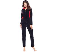 Merry Style Ensemble Survêtement Blouson et Pantalon en Velours Femme MSMG001 (Navy Bleu/Rouge(1726), XXL)