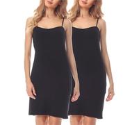 Merry Style Fond de Robe Lingerie Femme 2Pack MS10-203(2Pack-Noir/Noir, XL)