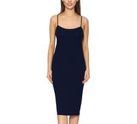 Merry Style Fond de Robe Longue avec Bretelles Femme Lingerie sous-vêtement sans Manches Sexy Elégant MS-402 (Bleu Marine, M)