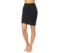 Merry Style Jupon sous Robe Jupe Lingerie sous-vêtement Femme Invisible Demi-Jupe Elastique Mi-Long MS-204 (Noir, XS)