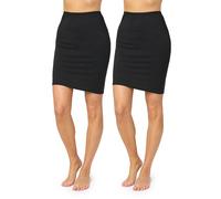 Merry Style Jupon sous Robe Jupe Lingerie sous-vêtements Femme MS10-204(2Pack-Noir/Noir, XS)