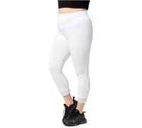 Merry Style Legging 3/4 Capri Femme Grande Taille Leggings Opaques en Viscose avec Dentelle MS10-452 (Blanc, 7XL)