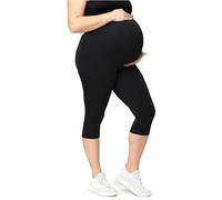 Merry Style Legging 3/4 de Maternité Femme Grande Taille en Coton MS10-464 (Noir, 7XL)