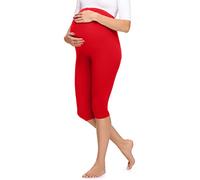 Merry Style Legging 3/4 Grossesse Maternité Tenue Sport Femme MS10-298 (Rouge, S)