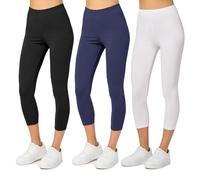 Merry Style Legging Coton Femme Confortable Souple Extensible 3/4 Legging Femme Court Tous Les Jours ou détente à la Maison Vêtements pour Femmes MS10-199 (Noir/Marine/Blanc, 4XL)
