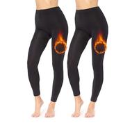 Merry Style Legging Thermique Femme Doublé Legging Polaire Hiver Chaud, Pantalon Thermique, Vetement Femme Hiver MS-ATX-441 (Lot de 2 Noir/Noir, M-L)