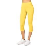 Merry Style Leggings Femme 3/4 Confortable Viscose Pantacourt Femme Tenue Sport Femme Short Cycliste MS10-144 (Jaune, S)