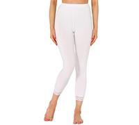 Merry Style Leggings pour femmes 7/8 Confortables avec dentelle en viscose MS10-342 (Blanc,XXL)