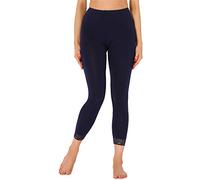 Merry Style Leggings pour femmes 7/8 Confortables avec dentelle en viscose MS10-342 (Bleu Marine,XL)