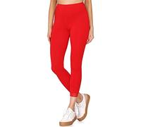 Merry Style Leggings pour femmes 7/8 Confortables avec dentelle en viscose MS10-342 (Rouge,XL)