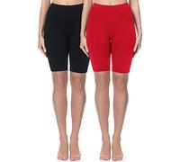Merry Style Leggings Shorts Femme Coton Confortables - Shorts Cyclisme Femme, Parfaits pour Sport et Quotidien MS10-200 (Noir/Rouge(2Pack), S)