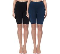 Merry Style Leggings Shorts Femme Coton Confortables - Shorts Cyclisme Femme, Parfaits pour Sport et Quotidien MS10-200 (Noir/Bleu Marine(2Pack), M)