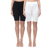 Merry Style Leggings Shorts Femme Coton Confortables - Shorts Cyclisme Femme, Parfaits pour Sport et Quotidien MS10-200 (Noir/Blanc(2Pack), M)