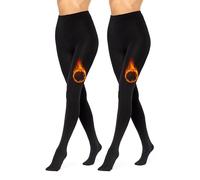 Merry Style Lot de 2 Collant Thermique Femme Hiver Legging Polaire grande taille Legging Thermique MS-ATX-442 (Noir/Noir, XS-S)