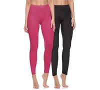 Merry Style Lot de 2 Legging Femme Confortables et Extensibles Legging Sport Femme Coton Naturel Respirant Parfait MS10-198 (Noir/Rose, M)