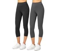 Merry Style Lot de 2 Leggings 3/4 Tenue Sport Femme MS10-144 (Noir/Graphite, L)